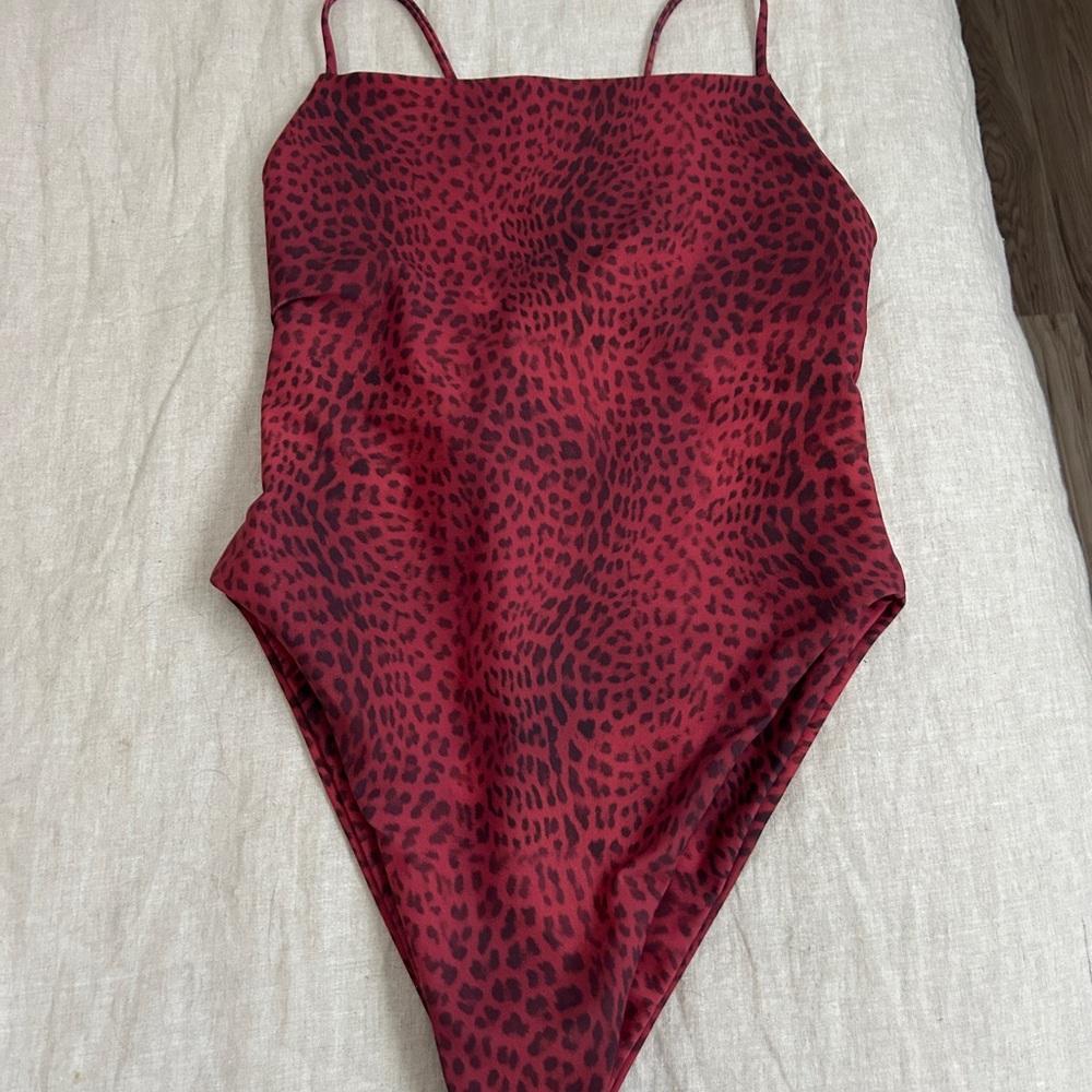 Skatie Red and Black One Piece Swimsuit with Modern Design